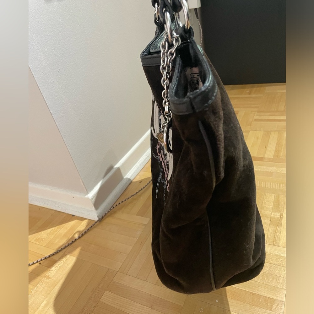 Juicy Couture Dark Brown Velour Tote Bag Y2K Vintage - Picture 16 of 16